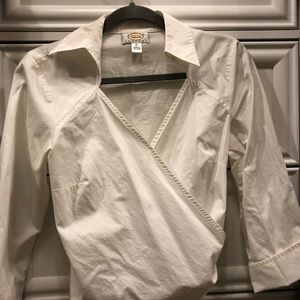 White cross cross white shirt